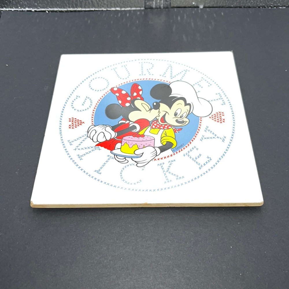 Chef Mickey Mouse Rare 1980s Kitchen Ceramic Tile Trivet Epcot Walt Disney World